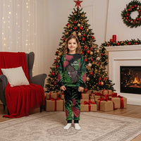 Meri Kirihimete New Zealand Christmas Pajama Set Piwakawaka Koru Fern Mix Pohutukawa - Polynesian Pride