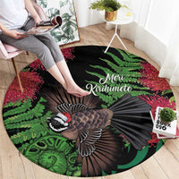 Meri Kirihimete New Zealand Round Carpet Piwakawaka Koru Fern Mix Pohutukawa - Polynesian Pride