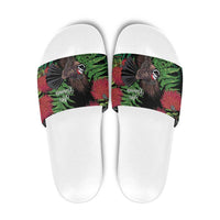 Meri Kirihimete New Zealand Slide Sandals Piwakawaka Koru Fern Mix Pohutukawa - Polynesian Pride