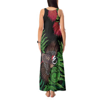 Meri Kirihimete New Zealand Tank Maxi Dress Piwakawaka Koru Fern Mix Pohutukawa - Polynesian Pride