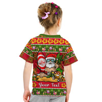 Personalised Hawaii Surfing Santa Christmas Kid T Shirt Tropical Pineapple Mele Kalikimaka Quilt Pattern LT14 - Polynesian Pride