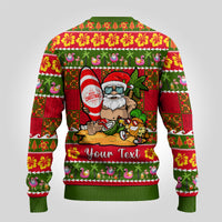 Personalised Hawaii Surfing Santa Christmas Ugly Christmas Sweater Tropical Pineapple Mele Kalikimaka Quilt Pattern LT14 - Polynesian Pride