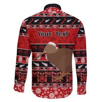 Personalised New Zealand Christmas Family Matching Puletasi Dress and Hawaiian Shirt Aotearoa Kiwi Meri Kirihimete Red Version LT14 - Polynesian Pride