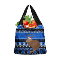 New Zealand Christmas Grocery Bag Aotearoa Kiwi Meri Kirihimete Blue Version