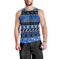 Personalised New Zealand Christmas Men Tank Top Aotearoa Kiwi Meri Kirihimete Blue Version LT14 - Polynesian Pride