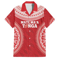 Custom Tonga Mate Maa Family Matching Long Sleeve Bodycon Dress and Hawaiian Shirt Go Champions Tongan Ngatu - Red