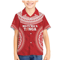 Custom Tonga Mate Maa Family Matching Mermaid Dress and Hawaiian Shirt Go Champions Tongan Ngatu - Red