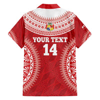 Custom Tonga Mate Maa Family Matching Short Sleeve Bodycon Dress and Hawaiian Shirt Go Champions Tongan Ngatu - Red