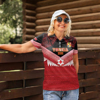 Custom Mate Maa Tonga XIII Women Polo Shirt Tongan Kupesi Ngatu - Rugby Style