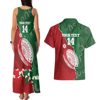 Custom Tonga And Australia Rugby Couples Matching Tank Maxi Dress and Hawaiian Shirt Mate Maa Tongan Ngatu Mix Kangaroos Aboriginal