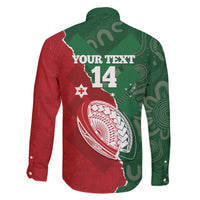 Custom Tonga And Australia Rugby Family Matching Off The Shoulder Long Sleeve Dress and Hawaiian Shirt Mate Maa Tongan Ngatu Mix Kangaroos Aboriginal