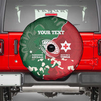 Custom Tonga And Australia Rugby Spare Tire Cover Mate Maa Tongan Ngatu Mix Kangaroos Aboriginal