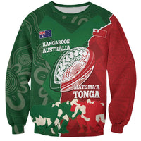 Custom Tonga And Australia Rugby Sweatshirt Mate Maa Tongan Ngatu Mix Kangaroos Aboriginal