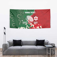 Custom Tonga And Australia Rugby Tapestry Mate Maa Tongan Ngatu Mix Kangaroos Aboriginal