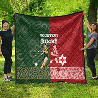 Custom Mate Maa Tonga And Kangaroo Australia Quilt Tongan Kupesi Mix Aboriginal Art LT14 - Polynesian Pride