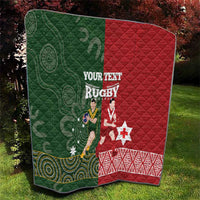 Custom Mate Maa Tonga And Kangaroo Australia Quilt Tongan Kupesi Mix Aboriginal Art LT14 - Polynesian Pride