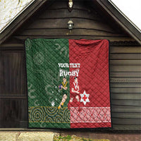 Custom Mate Maa Tonga And Kangaroo Australia Quilt Tongan Kupesi Mix Aboriginal Art LT14 - Polynesian Pride
