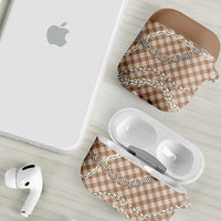 Brown Aloha Hawaii Shell Lei AirPods Case Palaka Hebrew Cone Honey Cowrie Elegant Curves - Polynesian Pride