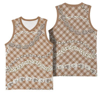 Brown Aloha Hawaii Shell Lei Basketball Jersey Palaka Hebrew Cone Honey Cowrie Elegant Curves - Polynesian Pride