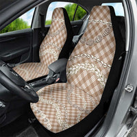 Brown Aloha Hawaii Shell Lei Car Seat Cover Palaka Hebrew Cone Honey Cowrie Elegant Curves - Polynesian Pride