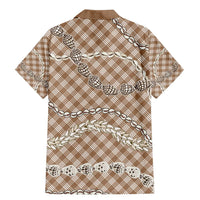 Brown Aloha Hawaii Shell Lei Family Matching Mermaid Dress and Hawaiian Shirt Palaka Hebrew Cone Honey Cowrie Elegant Curves - Polynesian Pride