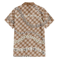 Brown Aloha Hawaii Shell Lei Family Matching Puletasi and Hawaiian Shirt Palaka Hebrew Cone Honey Cowrie Elegant Curves LT14 - Polynesian Pride