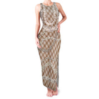 Brown Aloha Hawaii Shell Lei Family Matching Tank Maxi Dress and Hawaiian Shirt Palaka Hebrew Cone Honey Cowrie Elegant Curves - Polynesian Pride