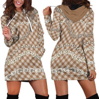 Brown Aloha Hawaii Shell Lei Hoodie Dress Palaka Hebrew Cone Honey Cowrie Elegant Curves - Polynesian Pride