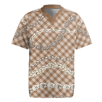 Brown Aloha Hawaii Shell Lei Rugby Jersey Palaka Hebrew Cone Honey Cowrie Elegant Curves - Polynesian Pride