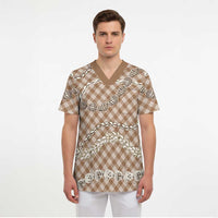 Brown Aloha Hawaii Shell Lei Scrub Top Palaka Hebrew Cone Honey Cowrie Elegant Curves - Polynesian Pride