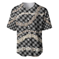 Black Aloha Hawaii Shell Lei Baseball Jersey Palaka Hebrew Cone Honey Cowrie Elegant Curves LT14 Black - Polynesian Pride