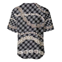 Black Aloha Hawaii Shell Lei Baseball Jersey Palaka Hebrew Cone Honey Cowrie Elegant Curves LT14 - Polynesian Pride