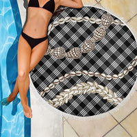 Black Aloha Hawaii Shell Lei Beach Blanket Palaka Hebrew Cone Honey Cowrie Elegant Curves - Polynesian Pride