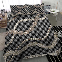 Black Aloha Hawaii Shell Lei Bedding Set Palaka Hebrew Cone Honey Cowrie Elegant Curves - Polynesian Pride