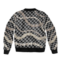 Black Aloha Hawaii Shell Lei Bomber Jacket Palaka Hebrew Cone Honey Cowrie Elegant Curves - Polynesian Pride