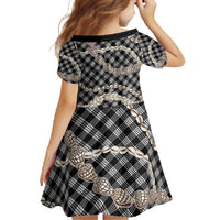 Black Aloha Hawaii Shell Lei Family Matching Long Sleeve Bodycon Dress and Hawaiian Shirt Palaka Hebrew Cone Honey Cowrie Elegant Curves - Polynesian Pride