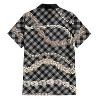Black Aloha Hawaii Shell Lei Family Matching Long Sleeve Bodycon Dress and Hawaiian Shirt Palaka Hebrew Cone Honey Cowrie Elegant Curves - Polynesian Pride