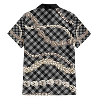 Black Aloha Hawaii Shell Lei Family Matching Off Shoulder Maxi Dress and Hawaiian Shirt Palaka Hebrew Cone Honey Cowrie Elegant Curves - Polynesian Pride