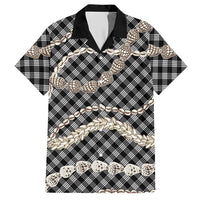 Black Aloha Hawaii Shell Lei Hawaiian Shirt Palaka Hebrew Cone Honey Cowrie Elegant Curves - Polynesian Pride