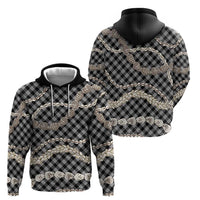 Black Aloha Hawaii Shell Lei Hoodie Palaka Hebrew Cone Honey Cowrie Elegant Curves - Polynesian Pride