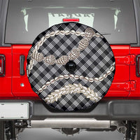 Black Aloha Hawaii Shell Lei Spare Tire Cover Palaka Hebrew Cone Honey Cowrie Elegant Curves - Polynesian Pride