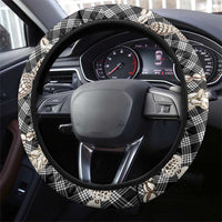 Black Aloha Hawaii Shell Lei Steering Wheel Cover Palaka Hebrew Cone Honey Cowrie Elegant Curves - Polynesian Pride