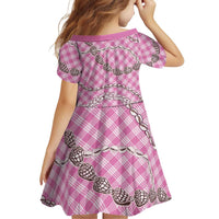 Pink Aloha Hawaii Shell Lei Family Matching Off Shoulder Short Dress and Hawaiian Shirt Palaka Hebrew Cone Honey Cowrie Elegant Curves - Polynesian Pride
