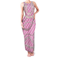 Pink Aloha Hawaii Shell Lei Family Matching Tank Maxi Dress and Hawaiian Shirt Palaka Hebrew Cone Honey Cowrie Elegant Curves - Polynesian Pride