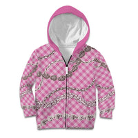 Pink Aloha Hawaii Shell Lei Kid Hoodie Palaka Hebrew Cone Honey Cowrie Elegant Curves - Polynesian Pride