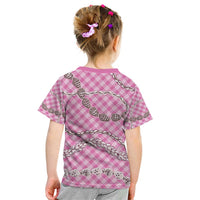 Pink Aloha Hawaii Shell Lei Kid T Shirt Palaka Hebrew Cone Honey Cowrie Elegant Curves - Polynesian Pride