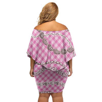 Pink Aloha Hawaii Shell Lei Off Shoulder Short Dress Palaka Hebrew Cone Honey Cowrie Elegant Curves - Polynesian Pride