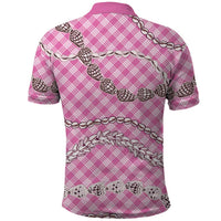 Pink Aloha Hawaii Shell Lei Polo Shirt Palaka Hebrew Cone Honey Cowrie Elegant Curves LT14 - Polynesian Pride