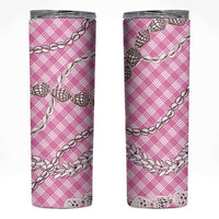 Pink Aloha Hawaii Shell Lei Skinny Tumbler Palaka Hebrew Cone Honey Cowrie Elegant Curves - Polynesian Pride
