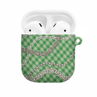 Green Aloha Hawaii Shell Lei AirPods Case Palaka Hebrew Cone Honey Cowrie Elegant Curves - Polynesian Pride